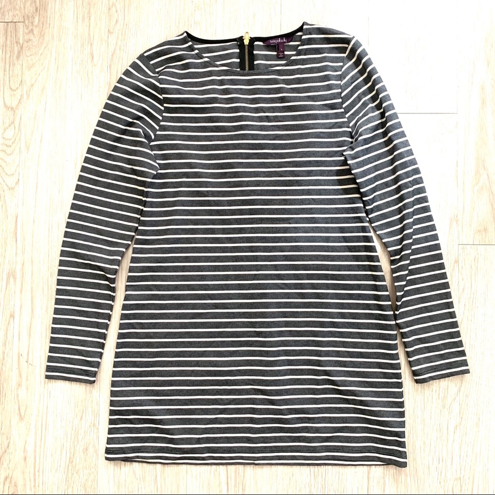 Long Tall Sally Black and White Striped Long Sleeve Tunic, sz LT